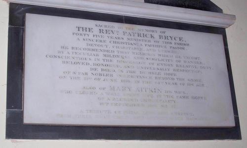 Memorial to the Rev. Patrick Bryce
